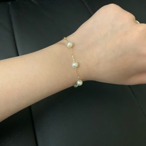 18k solid gold pearl bracelet